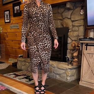 Joseph Ribkoff Leopard Print Long Sleeve Dress